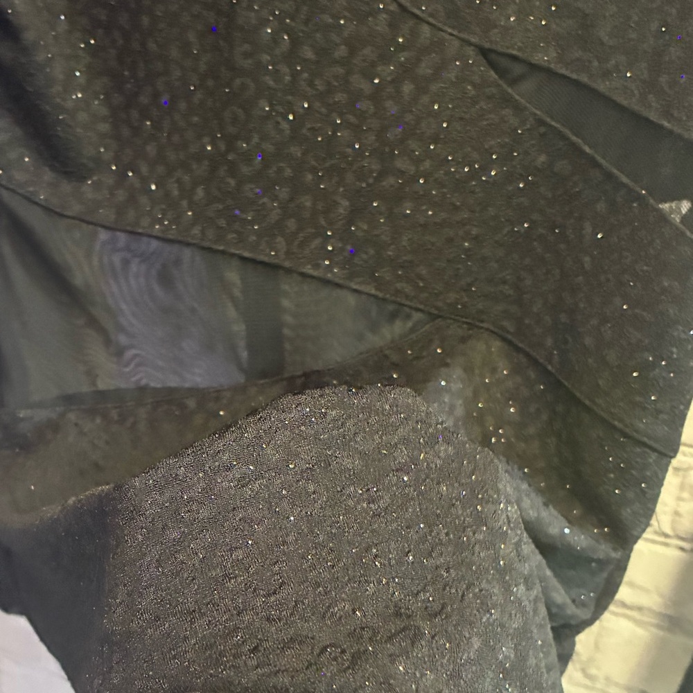 Just Me Women’s Black Long Sleeve Mesh Cut Out Sparkly Mini Clubbing Dress Sz L - Picture 6 of 9